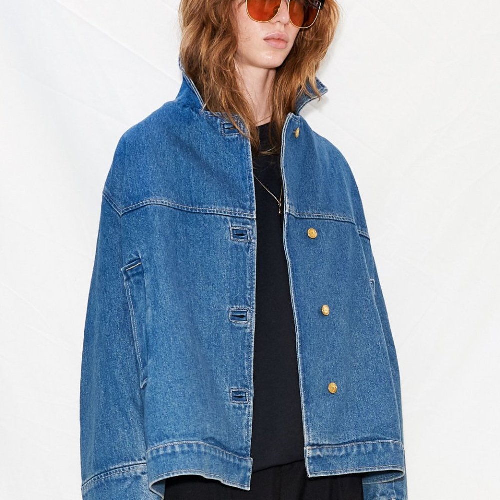 B SIDES Stadium Jacket, size M/L, Blue Indigo